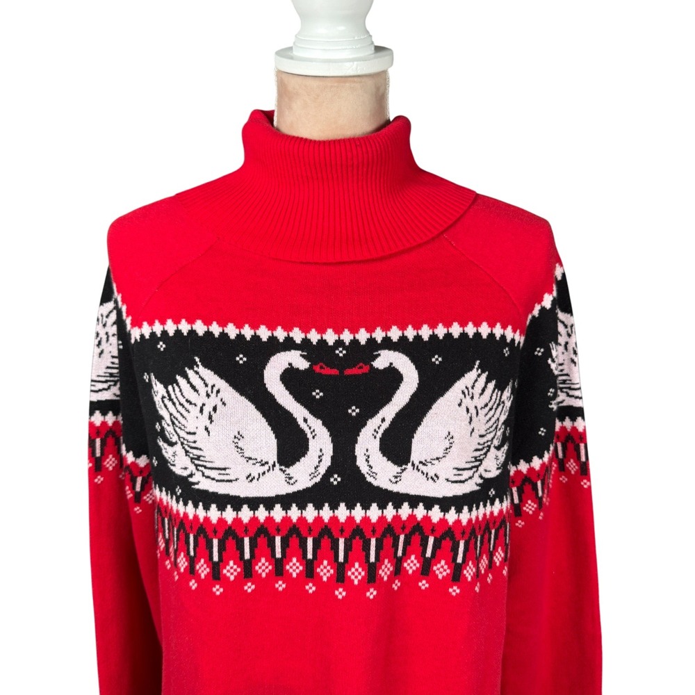 Nuuly X Rachel Antonoff Red Swan Fair Isle‎ Sweater Dress Sz M New W/Defect - Picture 3 of 15